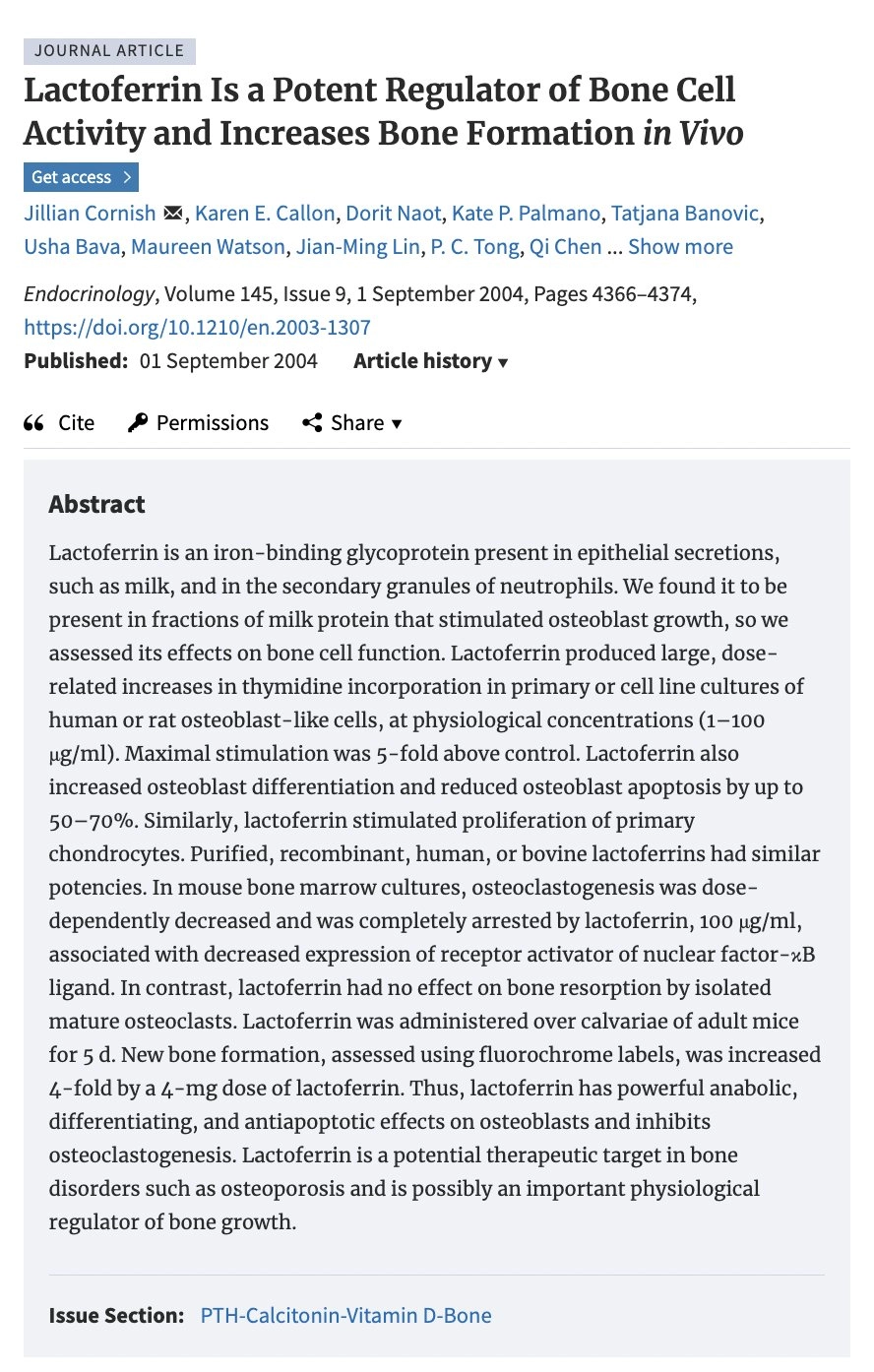 Lactoferrin for bone health study