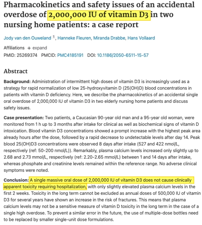 Pharmacokinetics and safety issues of an accidental overdose of vitamin D